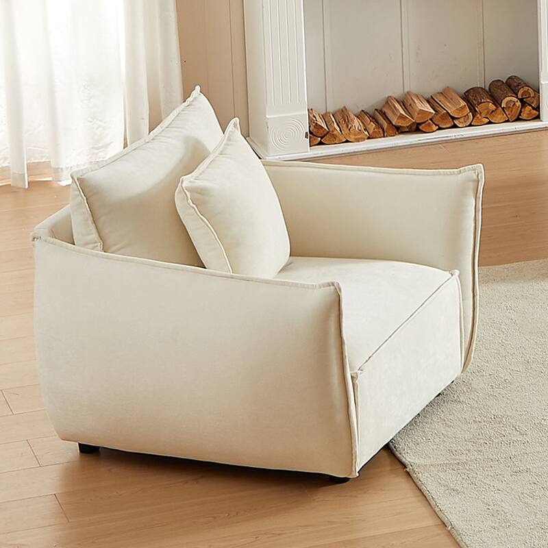 Modern Upholstered Armchair, Chenille Sleeper Sofa with Solid Wood Frame for Living Room