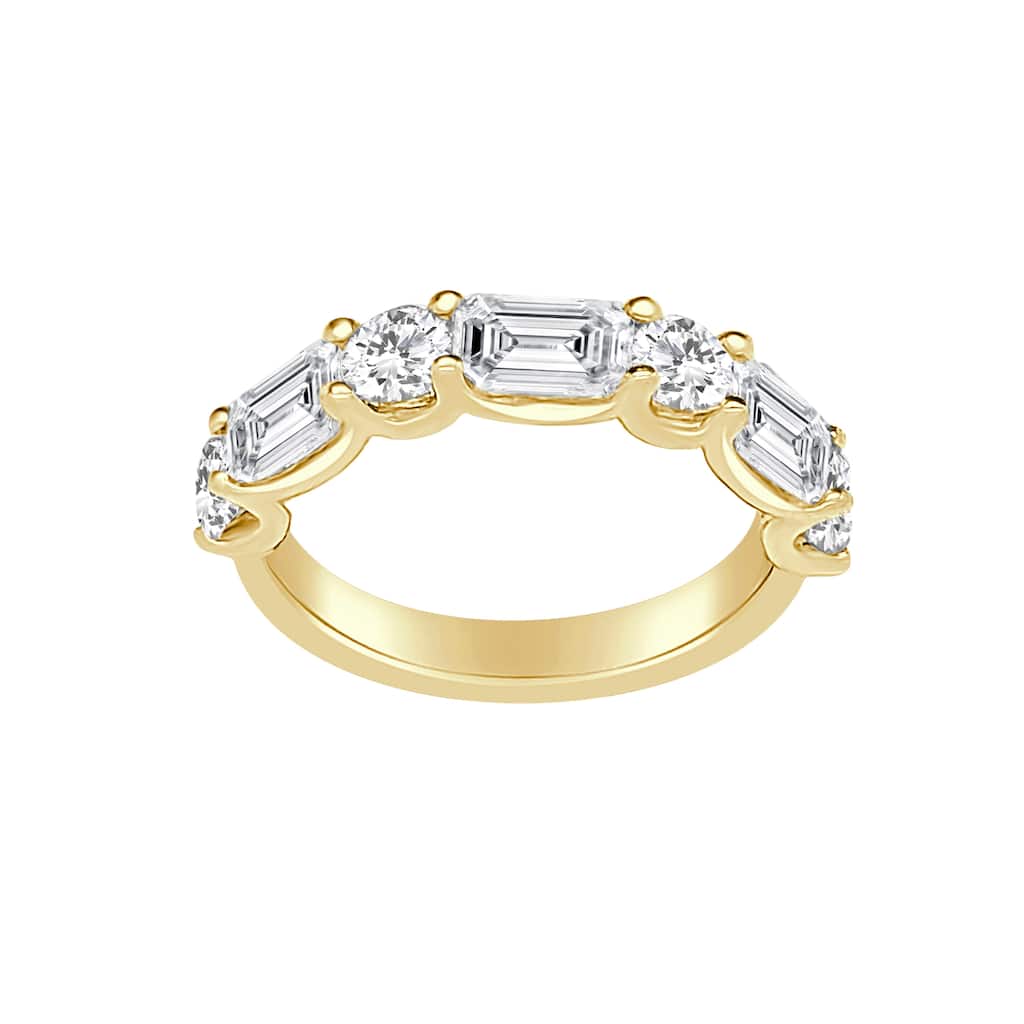 Auriya 14k Gold Lab Grown Emerald and Round Cut Diamond Band 3.03 ct. tw. (F-G, VS)