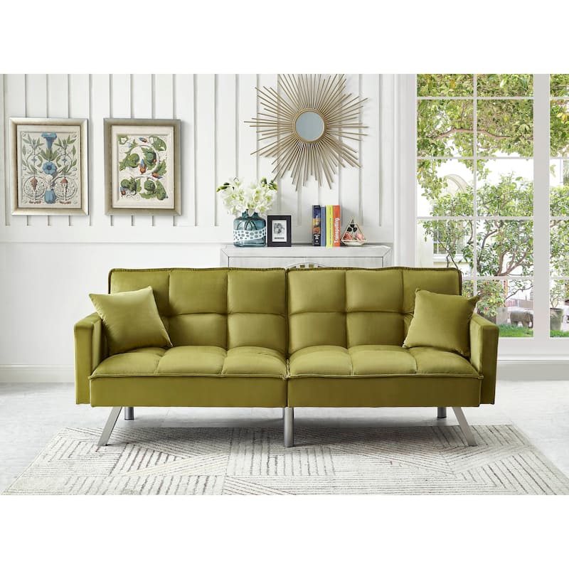Comfortable Velvet Sleeper Sofa Bed by Legend Furniture - Green