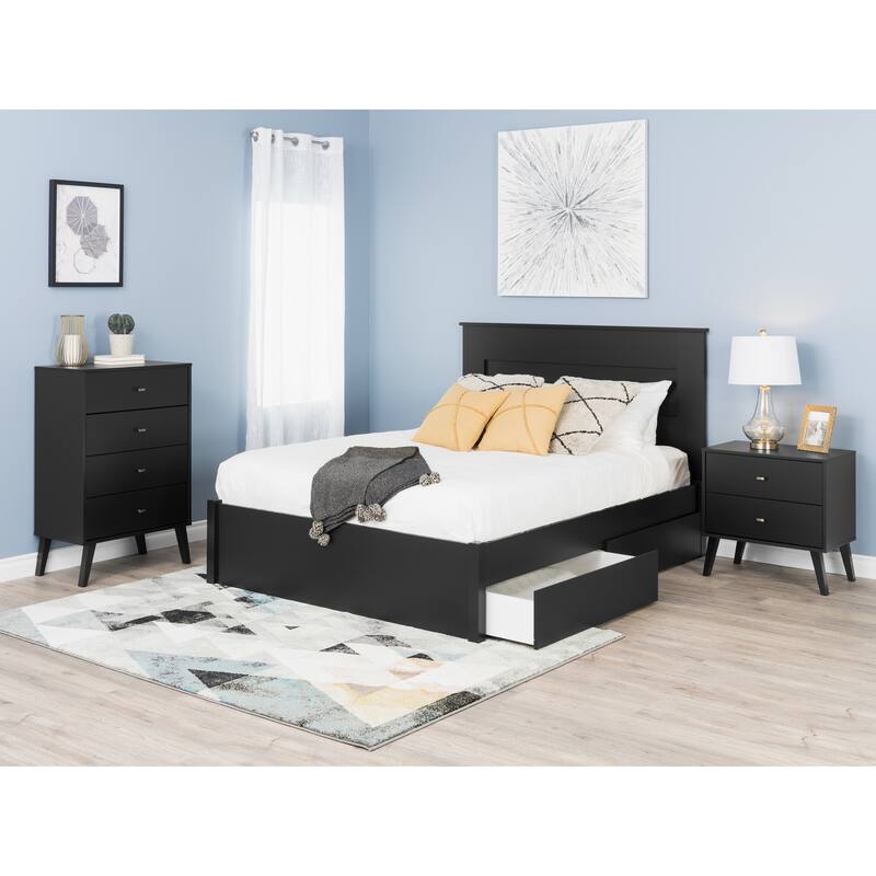 Prepac Milo Mid-Century Modern 4 Drawer Chest of Drawers, Contemporary Bedroom Furniture, Small Dresser for Bedroom