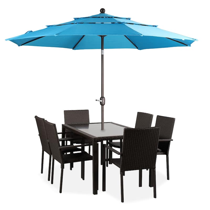 Aoodor Patio Umbrella 10 ft. for Dining Table Outdoor Market Yard Use 3 Tier Ventilation (Umbrella only)
