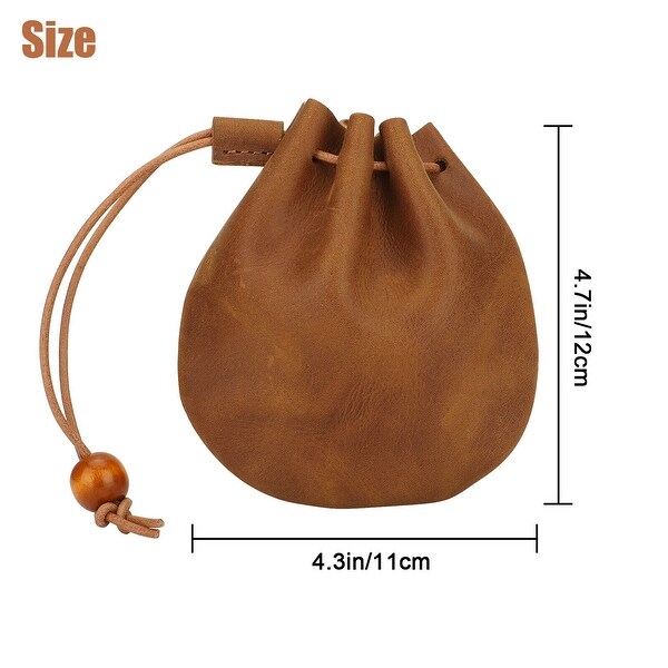 Cowhide Leather Drawstring Coin Pouch - Mini Purse - Bed Bath