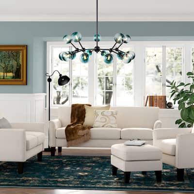 15-Light Modern Glam Sputnik Chandelier Cluster Bule Glass Bubble Pendant Light for Dining Room - 40.2 in. W x 13.8 in. H