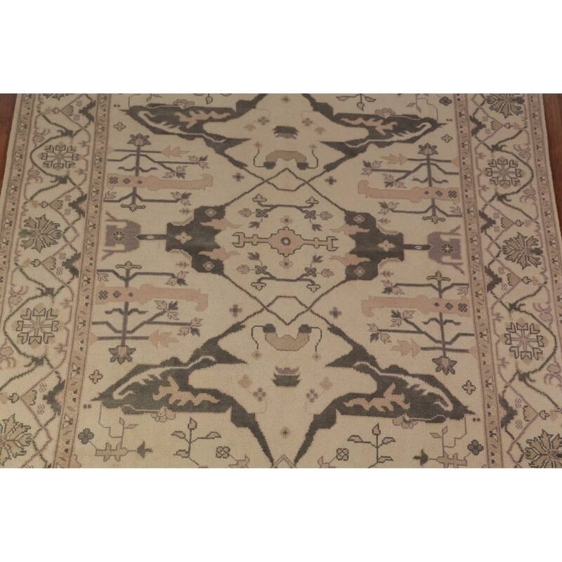 Earth Tone Oushak Indian Rug Hand-Knotted Wool Carpet - 8'0"x 9'9"