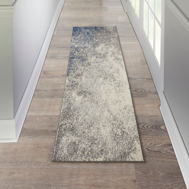 Nourison Passion Colorful Modern Abstract Area Rug - 2'2" x 7'6" Runner - Charcoal/Ivory
