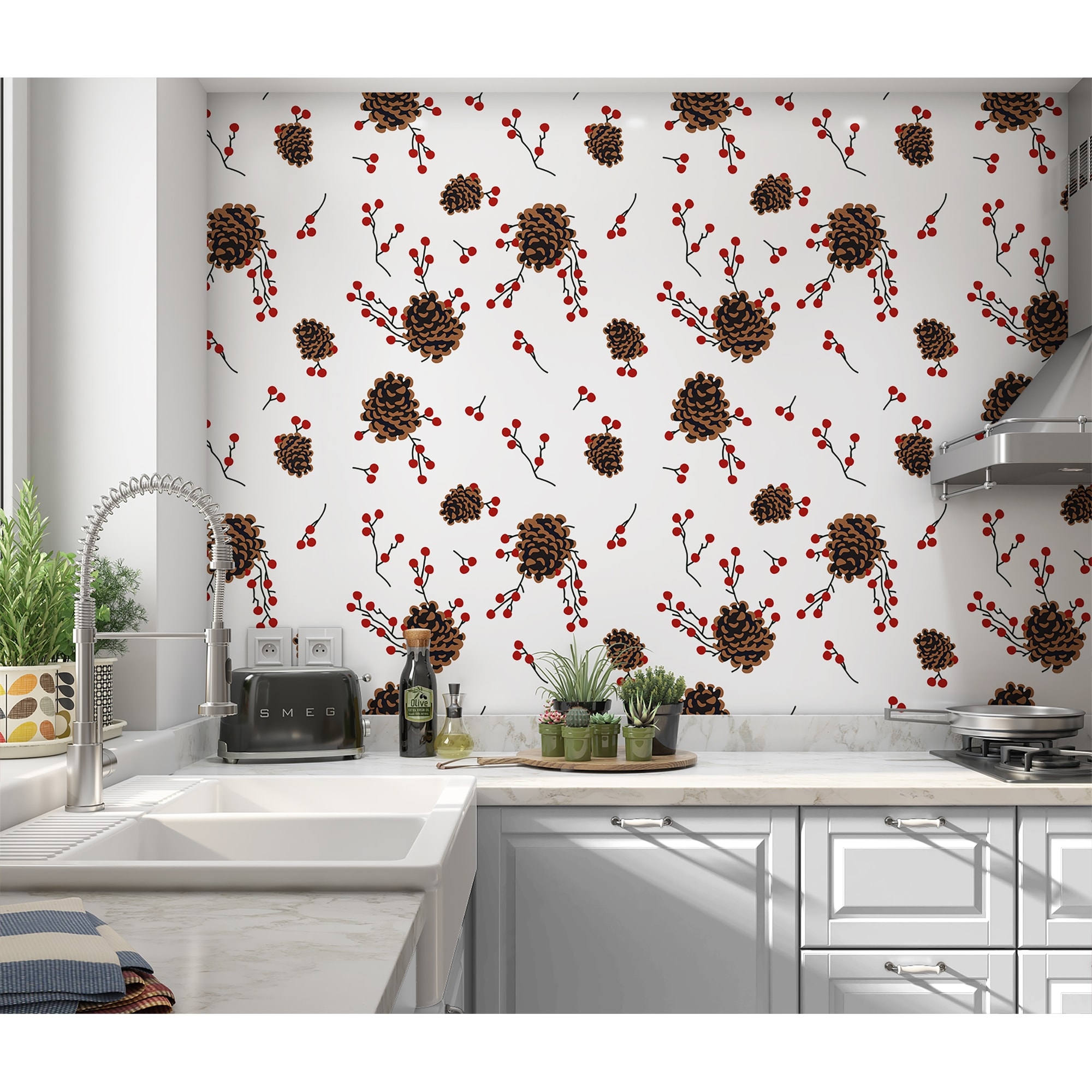 Shop Pinecone Red Peel And Stick Wallpaper By Kavka Designs 2 X