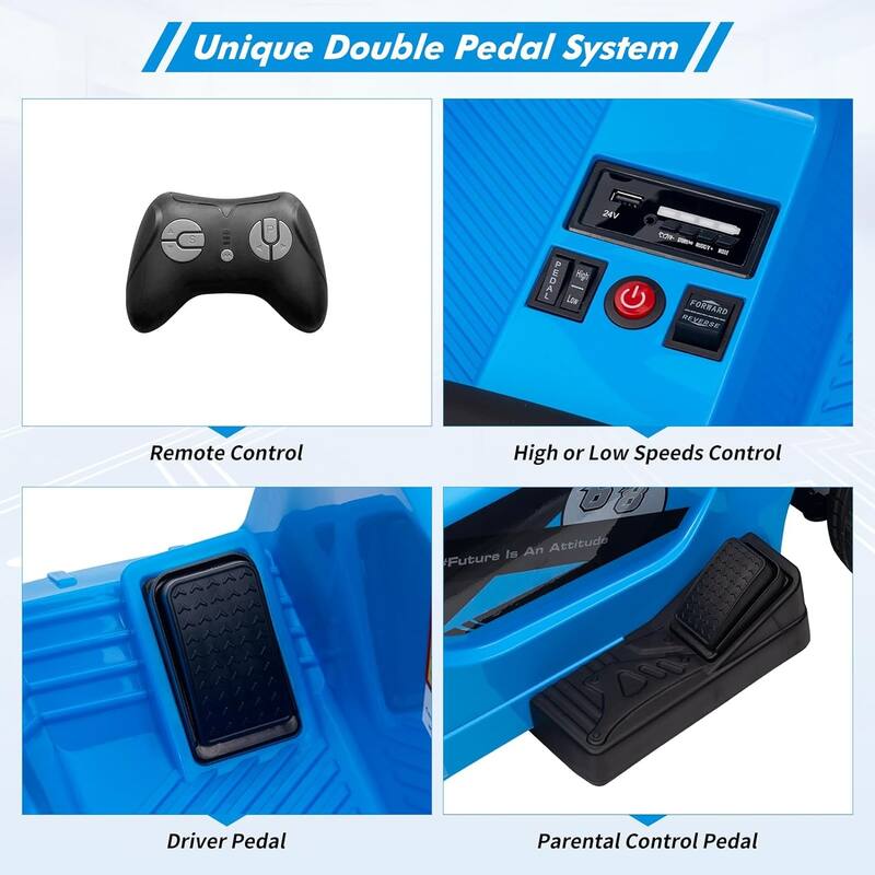 24V 2 Seaters 4-Wheelers Electric Ride On Toy for Kids, Two Driver Modes + Remote Control Modes