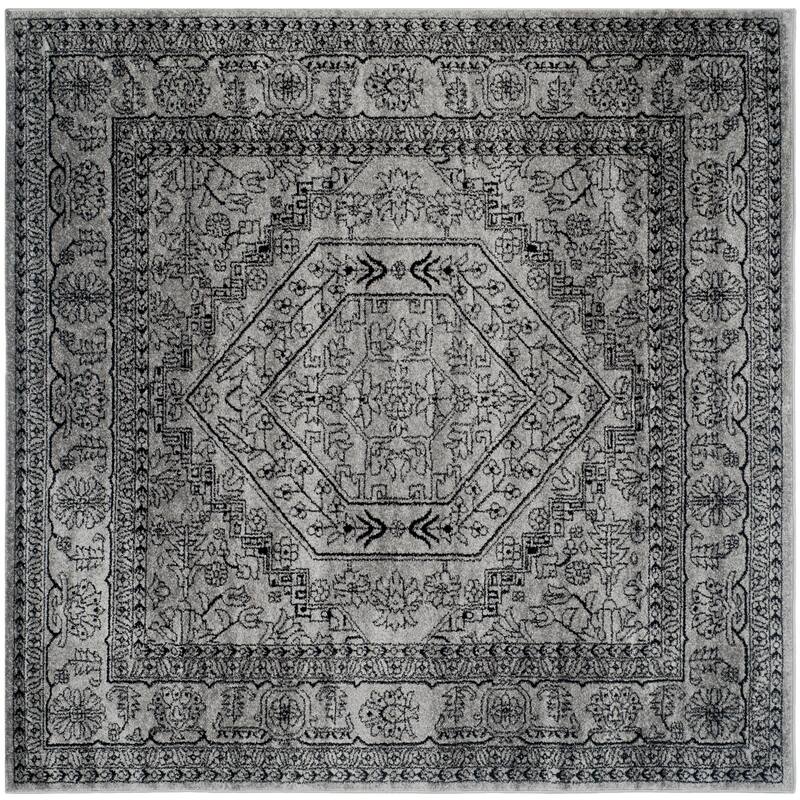 SAFAVIEH Adirondack Cheyenne Rustic Oriental Medallion Rug - 8' Square - Silver/Black