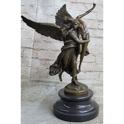 Signed Mercie Messenger Of God Protector Of Life Bronze Sculpture Angel Statue