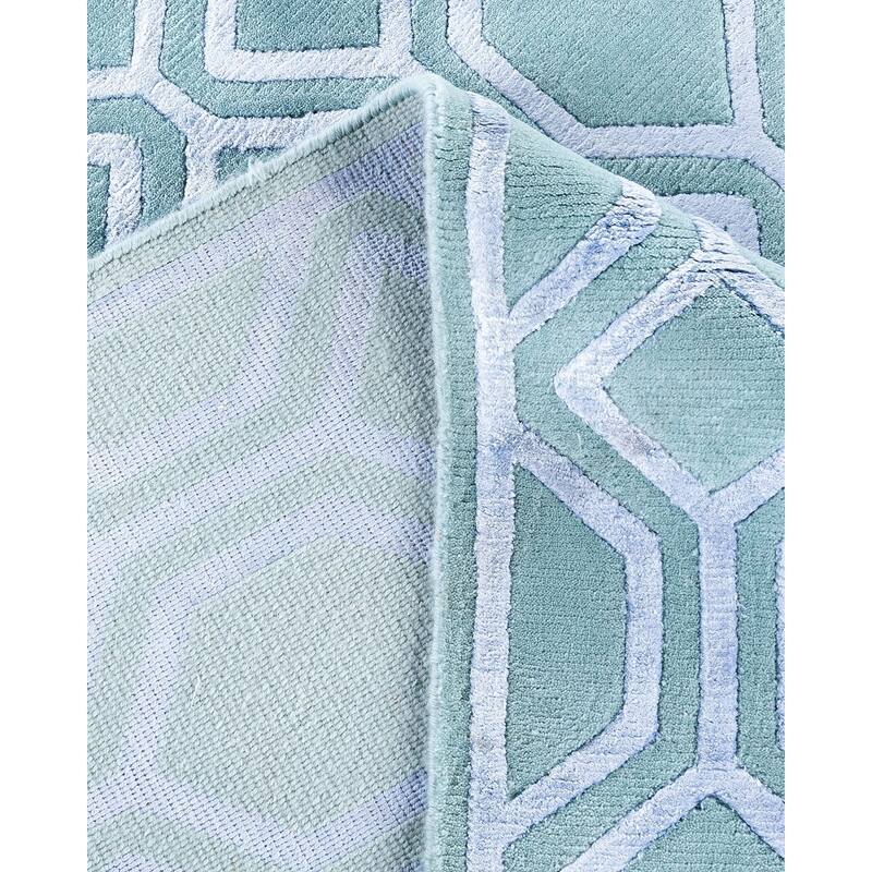 Modern One-of-a-Kind Handmade Area Rug, Green - 8' 1" x 9' 10"