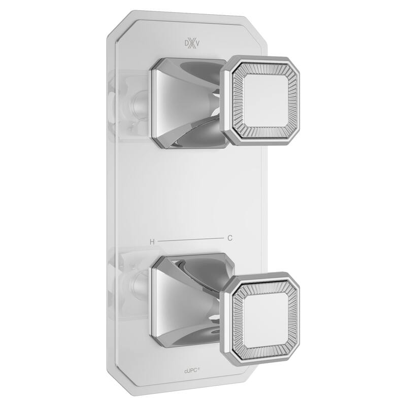 DXV Belshire Two-Handle Thermostatic Valve Trim with Cushion Handles - Polished Chrome