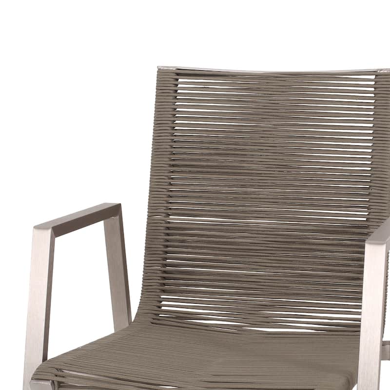 Roomfitters Outdoor Modern Aluminum Dining Chair with Stylish Rope Seat, Set of 2, Durable and Comfortable Design