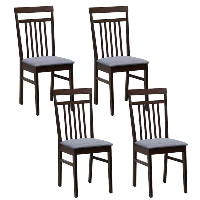 Gymax Upholstered Dining Chair Set of 4 Kitchen Armless Padded w/ - Grey - Set of 4
