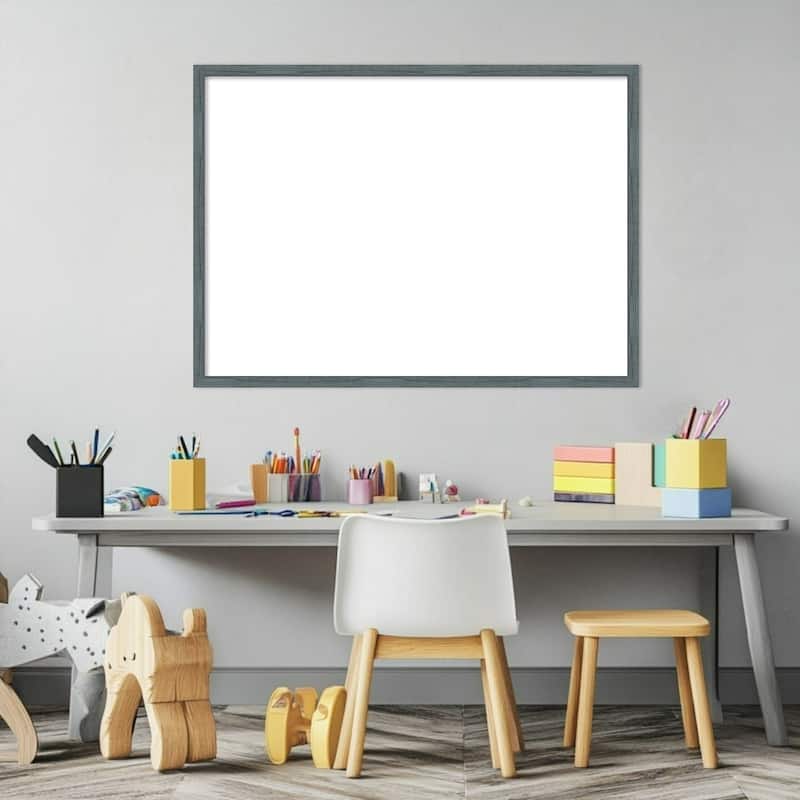 Amanti Art Dixie Blue Grey Rustic Narrow Framed Dry Erase Magnetic Board