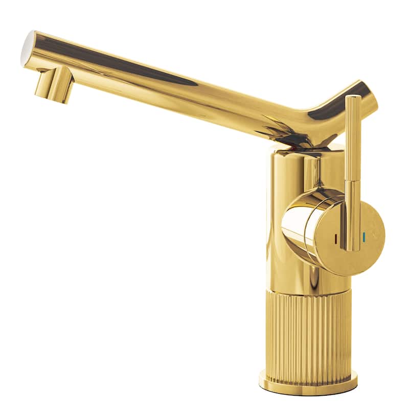 8"H Solid Brass Creative Single Handle Single Hole Bathroom Sink Faucet - Gold