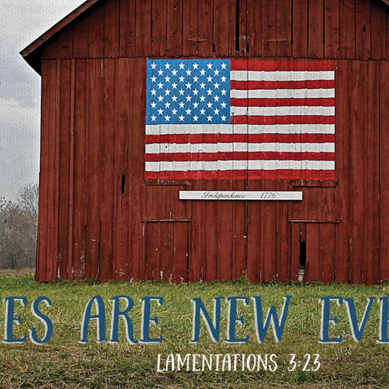Patriotic Barn Scenes His Mercies Canvas Art Print