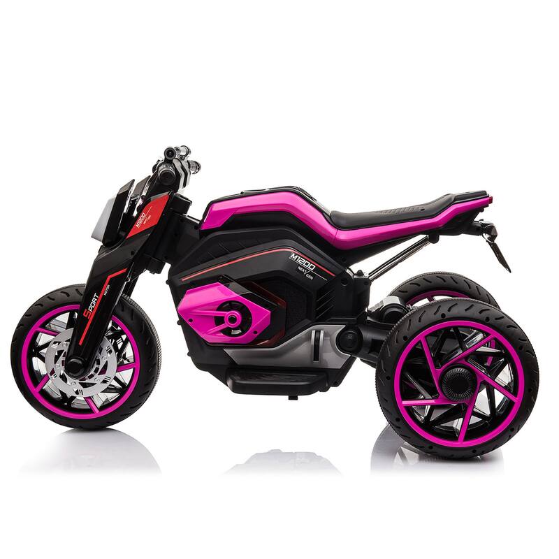 12V Kids' Ride-On Motorcycle with LED Lights, 3 Wheels, and Horn - Ages 3-8