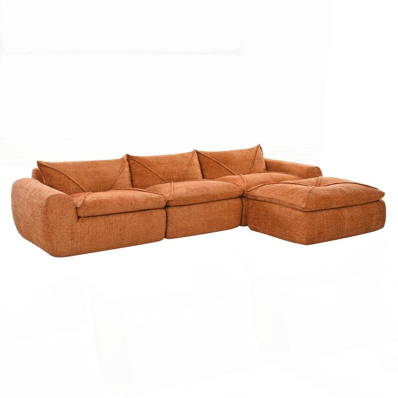 Compressed Sofa with High Density Foam, Integrated Backrest&Seat Cushion, Decorative Edging