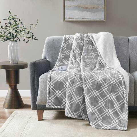 Printed Plush Heated Throw by Serta