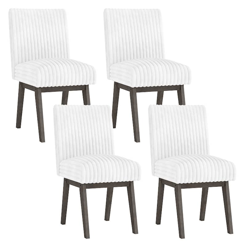 Costway Dining Chairs Set of 2/4 with Padded Seat, Rubber Wood Legs & - White + Gray - 4 PCS - Set of 4