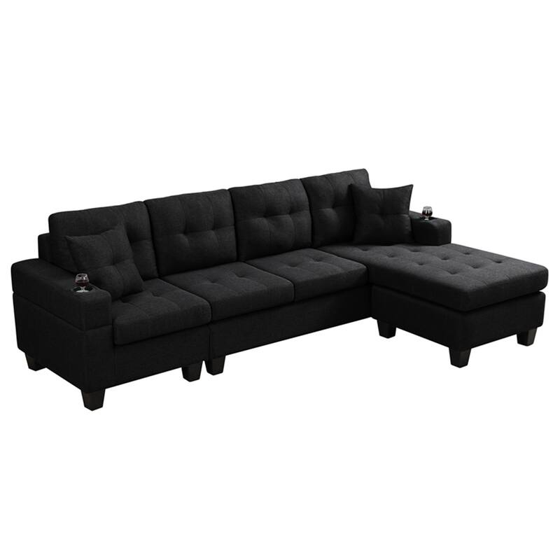 Modern Convertible L-shaped sofa With Pillows