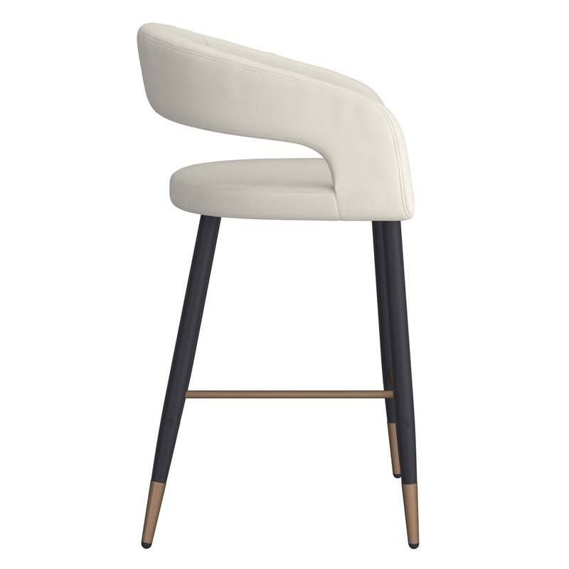 Modern Faux Leather and Metal 26" Counter Stool, Set of 2