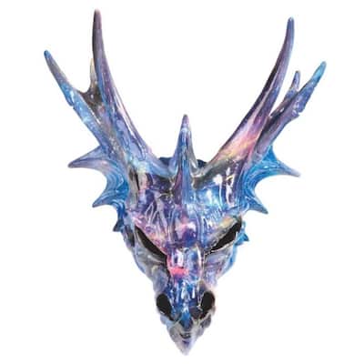 Q-Max 9"W Clear Purple/Blue Dragon Skull Statue Fantasy Decoration Figurine