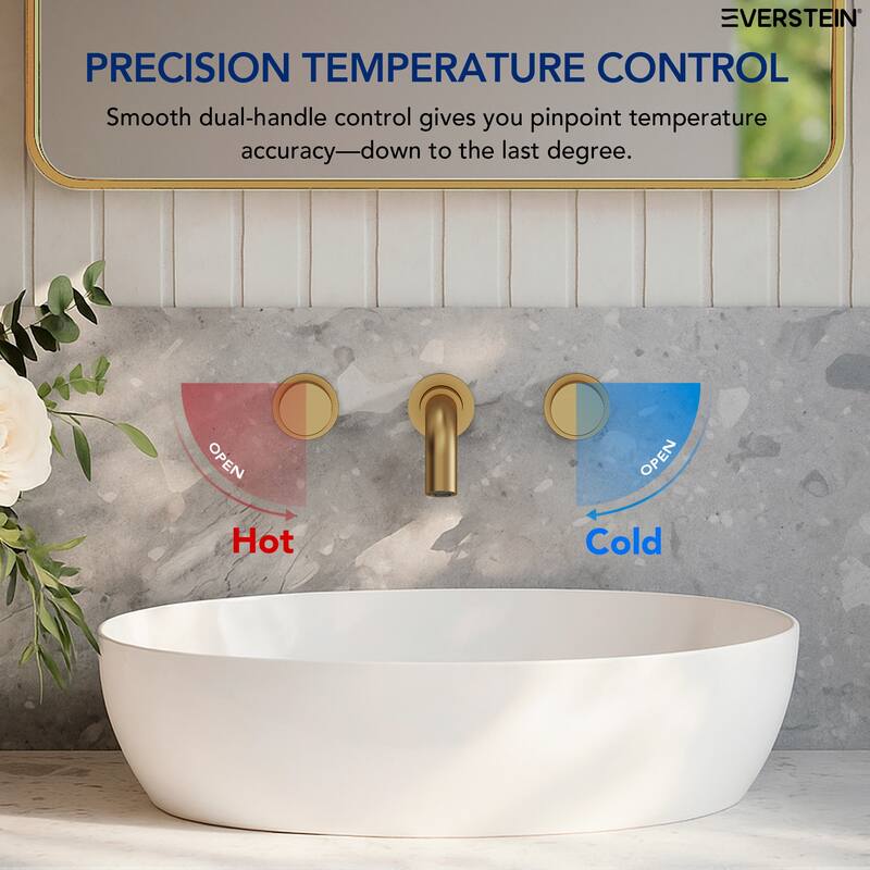 Wall Mount Stainless Steel Bathroom Sink Faucet 3 Hole 2 Handles Bathroom Faucet