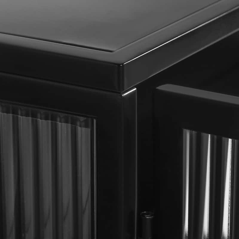 27.56"Glass Doors Modern Two-door Wall Cabinet with Featuring Three-tier Storage,Black