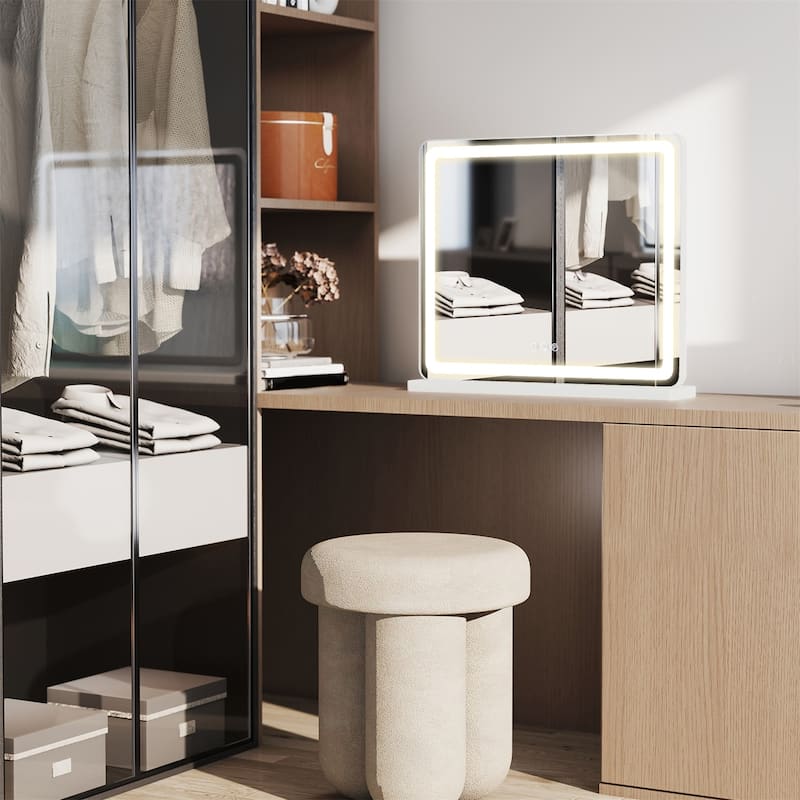 Lighted Makeup Mirror, Hollywood Vanity Mirror with Led Lights, Three Color Lighting Modes, Smart Touch Control Mirrors