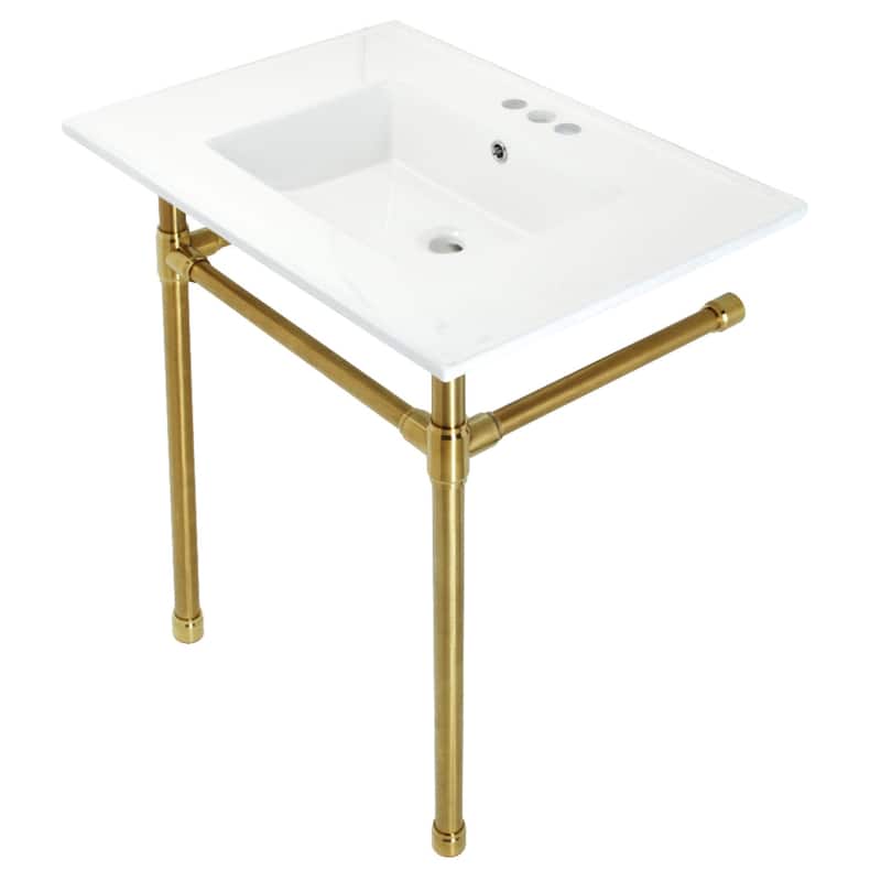 Kingston Brass Dreyfuss 31" Wide Console Sink Set - White / Brushed Brass