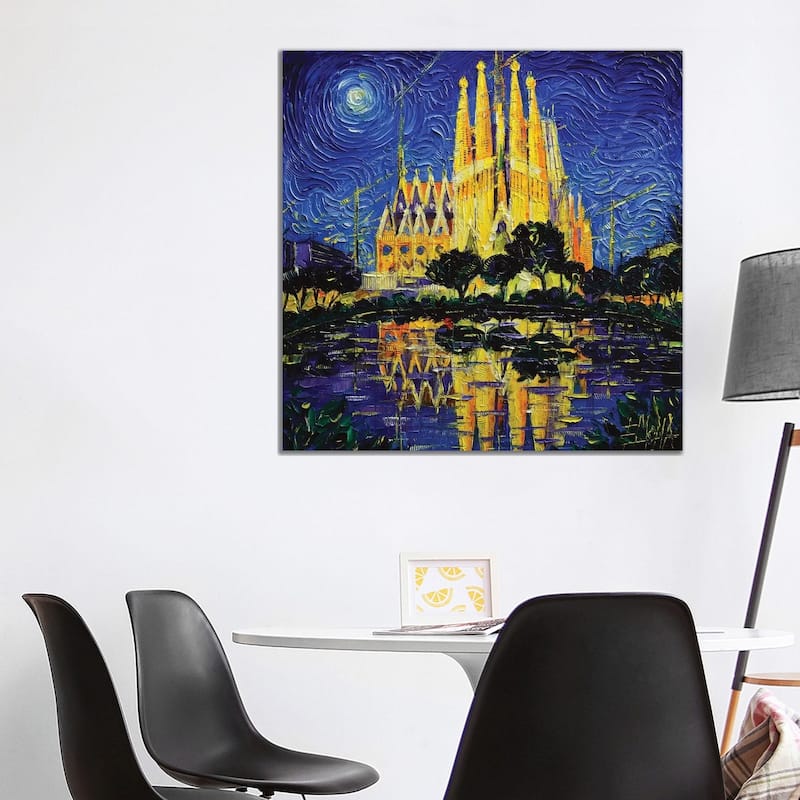 iCanvas "Sagrada Familia Barcelona Mirrored" by Mona Edulesco Canvas Print - 37x37x1.5