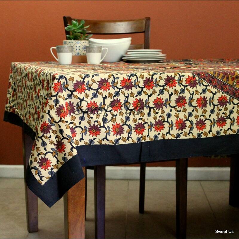 Cotton Elephant Floral Shine Tablecloth Rectangle