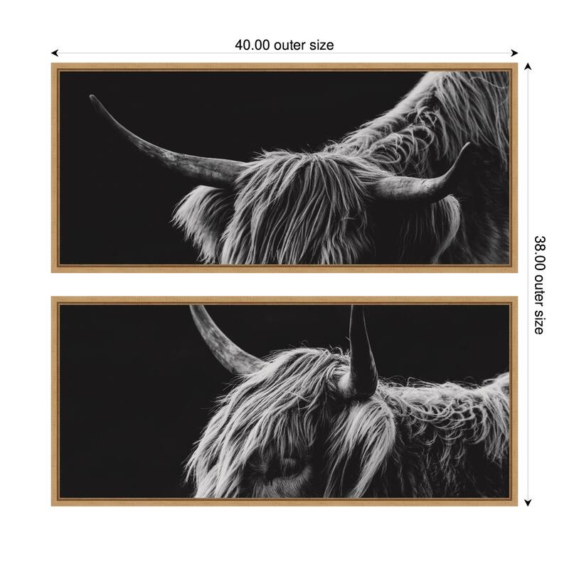 Kate and Laurel Natural Scottish Highland Panel 2 Piece Framed Canvas Wall Art Set by Crystal Lynn Collins