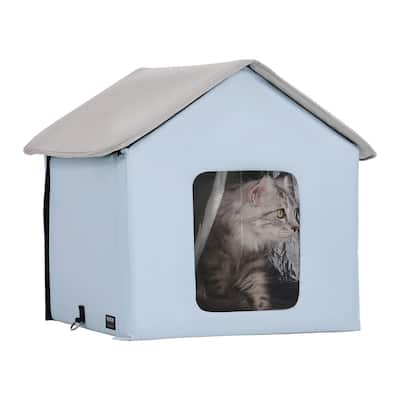 Heated Cat House, Outdoor Kitty Shelter with Adjustable Temperature and Timer, with Heated Pad for Winter to Stay Warm and Cozy
