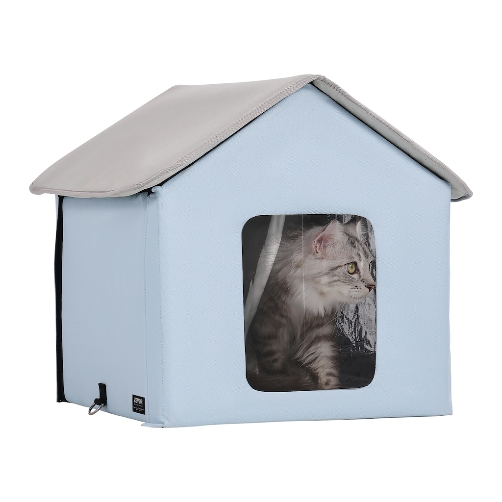 Heated Cat House, Outdoor Kitty Shelter with Adjustable Temperature and Timer, with Heated Pad for Winter to Stay Warm and Cozy