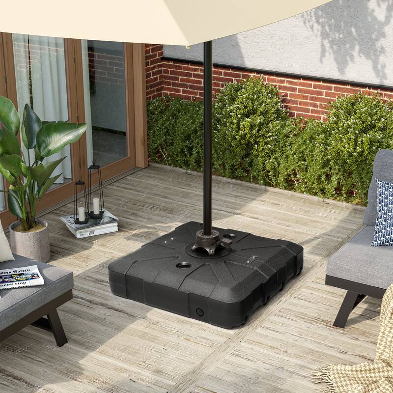 Pellebant Outdoor Patio Cantilever Umbrella Base Stand with Wheels - 33.86" L x 33.46" W x 7.87" H