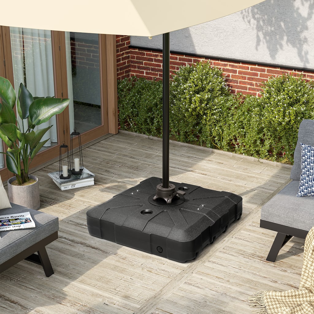 Pellebant Outdoor Patio Cantilever Umbrella Base Stand with Wheels - 33.86" L x 33.46" W x 7.87" H