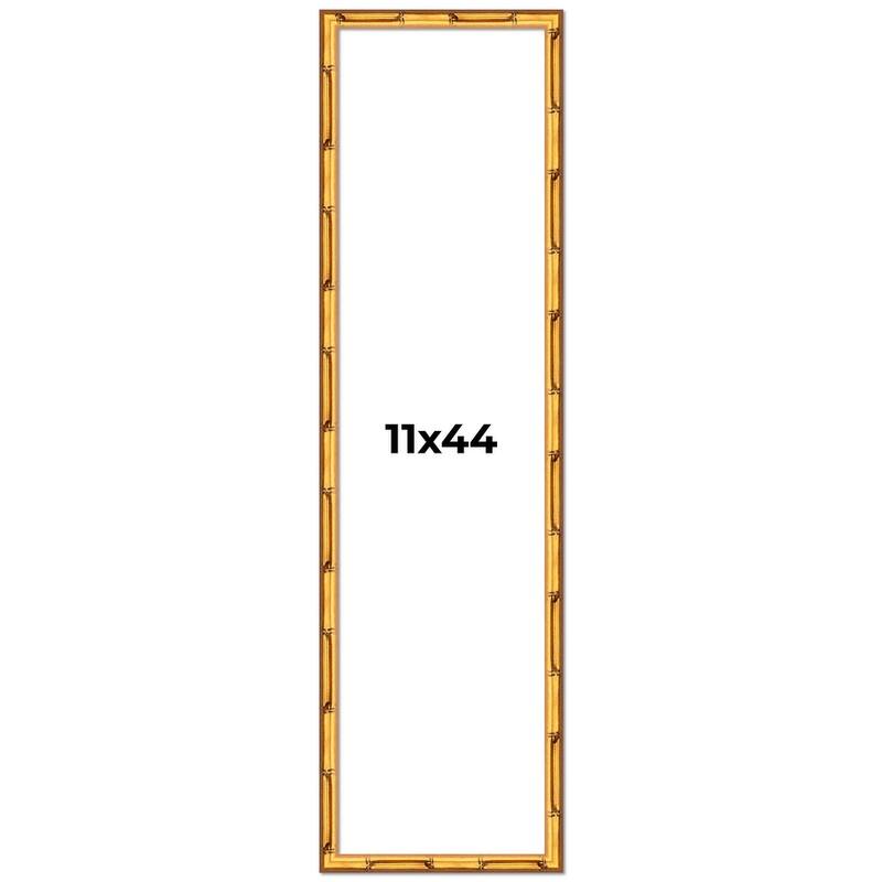 11x44 Frame Gold Bamboo Solid Wood Picture Frame | 1 Inch Moulding