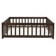 preview thumbnail 17 of 43, White Full Size Wooden Floor Bed with Fence & Door, Rubber, Safety Guardrails