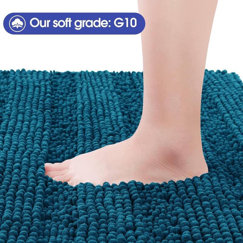 Ultra Soft Striped Non Slip Chenille Bathroom Rug Set 3 Pieces