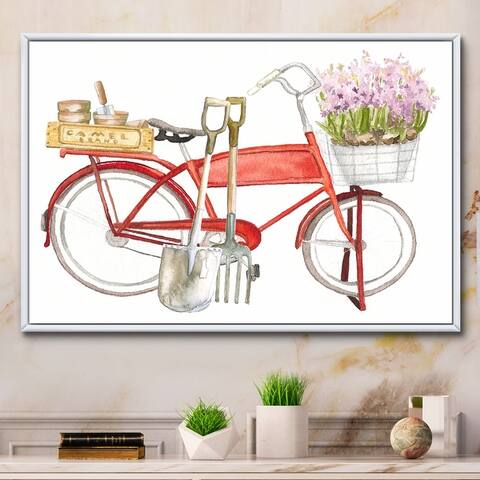 Designart "Bicycle Cultivation Tools" Bohemian & Eclectic Framed Canvas Art Print