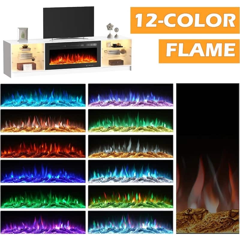 EROMMY Electric Fireplace TV Stand, Living Room Media Storage Cabinet and Entertainment Console