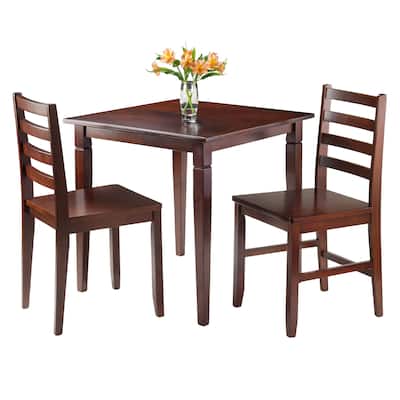 3-Pc Dinning Table with Ladder-back Chairs, Walnut