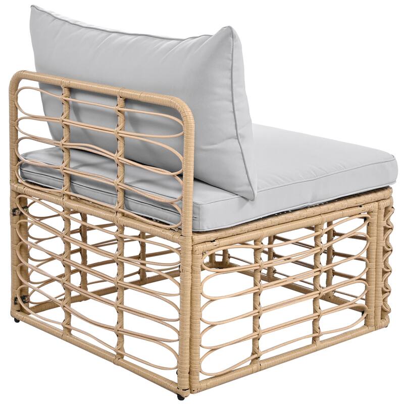 7-Pieces Outdoor Wicker Modular Sectional Sofa Set with Coffee Table, Free Combination