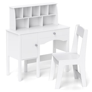 Gymax Kids Study Desk & Chair Set Children Wooden Craft Table w/ Chair