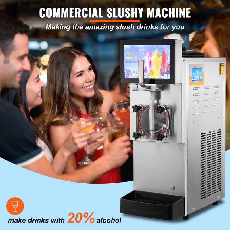 Commercial Slushy Machine, 8L / 2.1 Gal Single Bowl, Cool and Freeze Modes, 1050W Stainless Steel Frozen Drink Maker