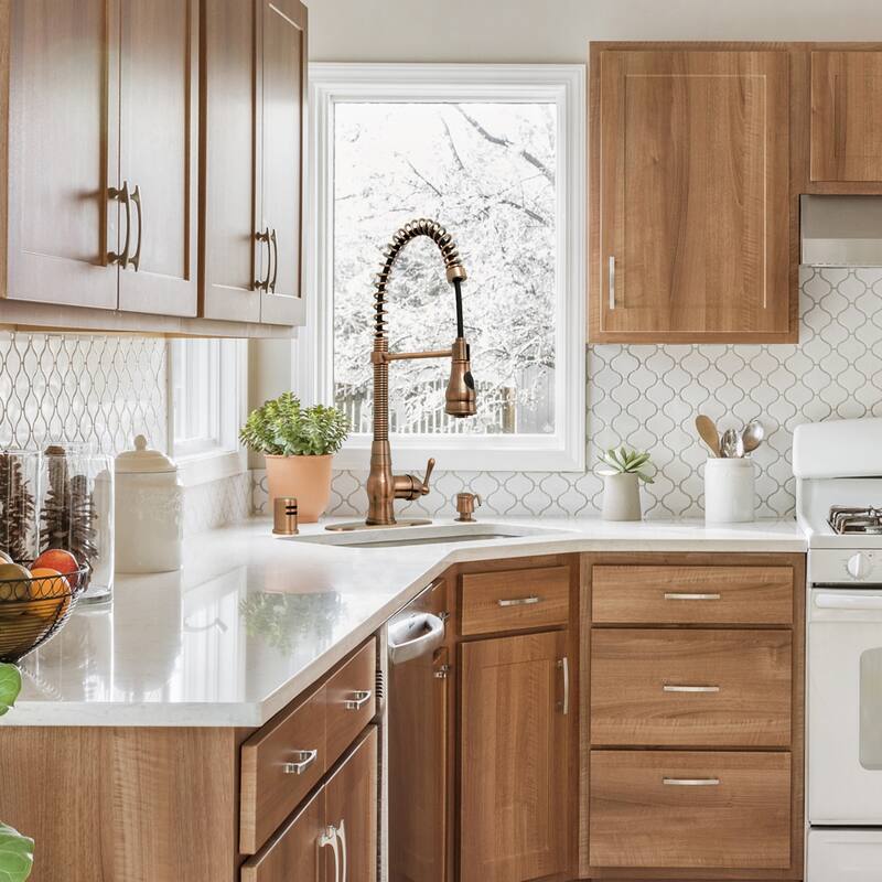 Pre-Rinse Spring Kitchen Faucet, Single Level with Pull Down Sprayer