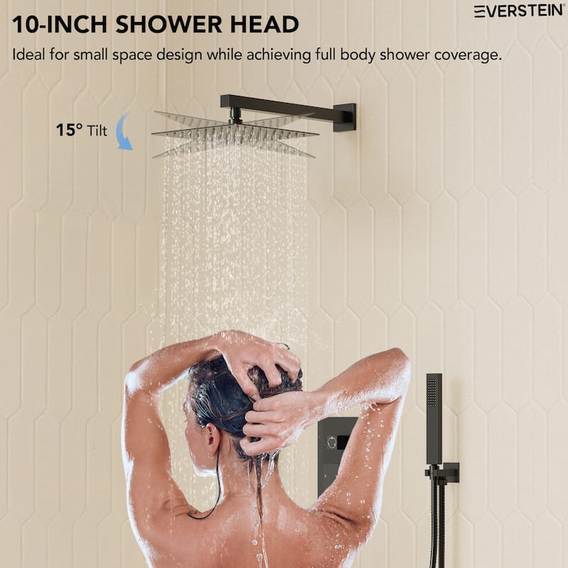 Wall Mounted Shower System Bathtub Facuet Set, High-Pressure 10" Rain Shower Head with Handheld