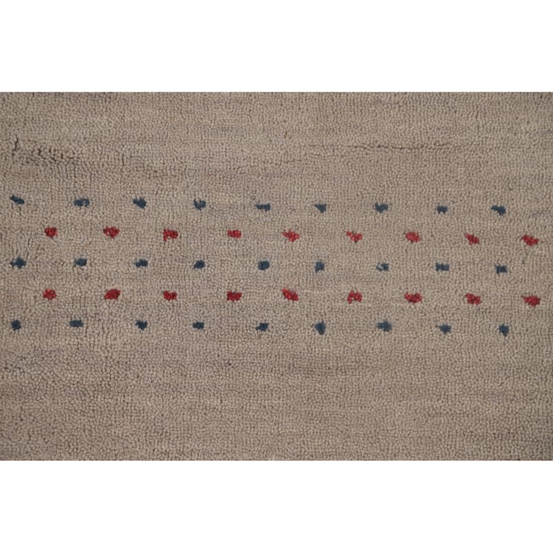 Oriental Gabbeh Area Rug Hand-Knotted Tribal Beige Wool Carpet - 5'3"x 7'6"